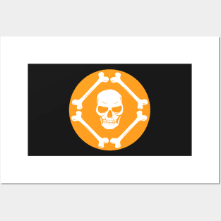 Skull and bones pattern pumpkin orange & white Posters and Art